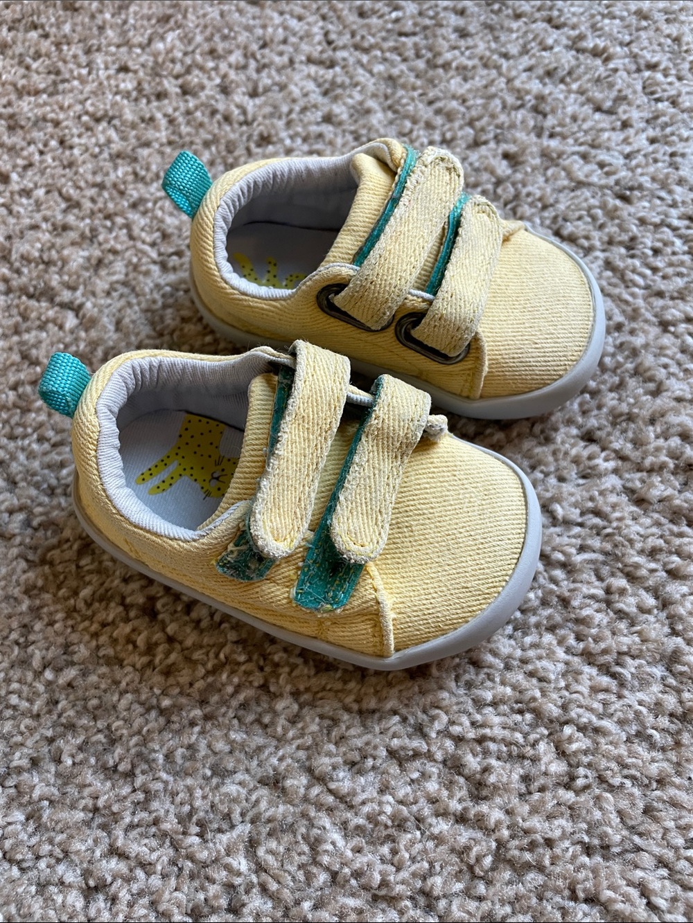 Ten little Yellow Canvas Velcro Sneakers size 4c